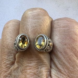 Artisan crafted citrine/sterling/18k gold ring, sz.8